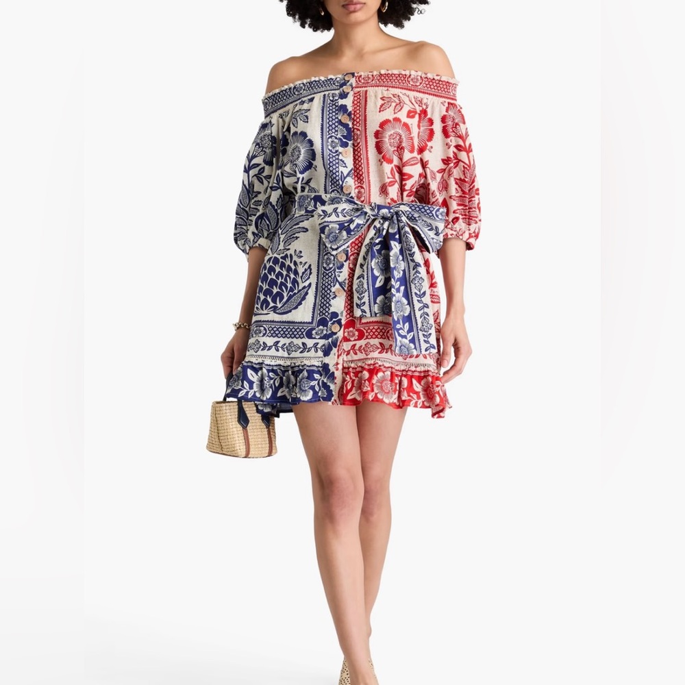 Farm Rio Mixed Pineapple Garden Mini Dress (Red & Blue) — NWT S - Picture 3 of 10